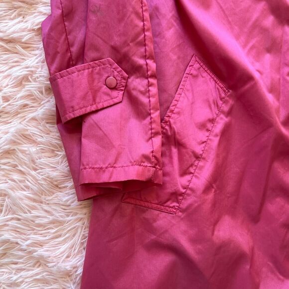 Vintage Aqua~Sheen Pink Nylon windbreaker ☔️ snap closure ☔️ lightweight - Picture 10 of 13